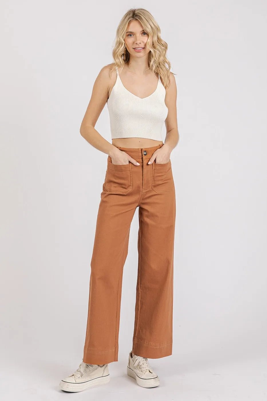 Mittoshop Twill Patch Pocket High Rise Wide Leg Pants - Bela Fils BoutiqueBela Fils Boutique